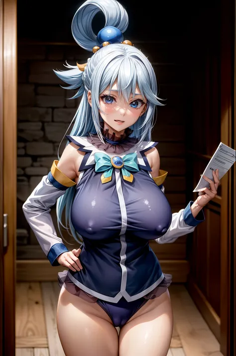 ((La mejor calidad)), ((Obra maestra)), (muy Detallado), alta resolucion, Cara perfecta, sexy, atractiva, ((8k)), tetas grandes, Aqua Konosuba