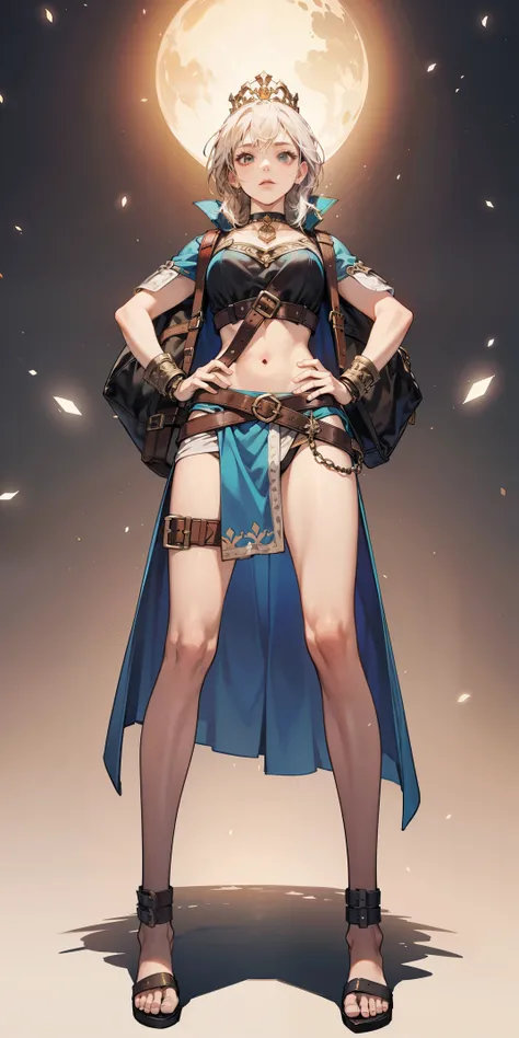 full body, whole body. 1solo (girl). slave fighter, loincloth standing, hands on hips full body, whole body. 1solo (girl). slave fighter, loincloth standing, hands on hips, metal sandals, backpack, choker, big belt, view from below, feet together, bracers,...