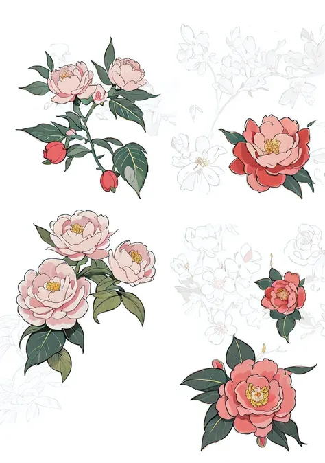 chinese peony flower， pixiv 上的number艺术, over detailed art, a beautiful artistic illustration, floral environment,high detail. nu...