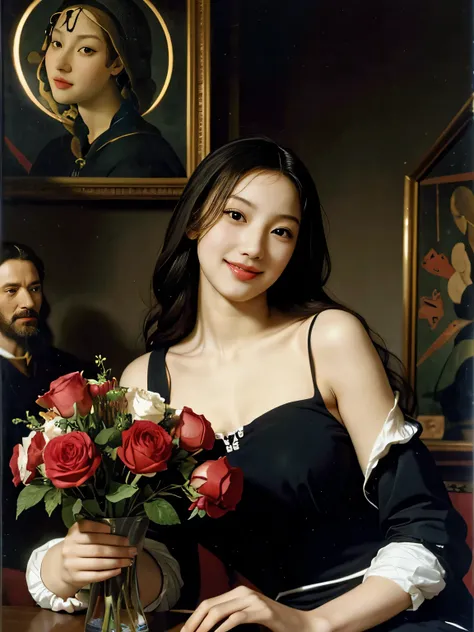 Geometry,astronault,quantum mechanics,Math,Astronomical machinery,astronault.Roses in a vase.fruits,Colossal tits,A smile.Ancient Greek costumes,Paintings by Sandro Botticelli。Costume with stretched shoulders,huge smile,Chiaroscuro of Caravaggio,Cute smile...