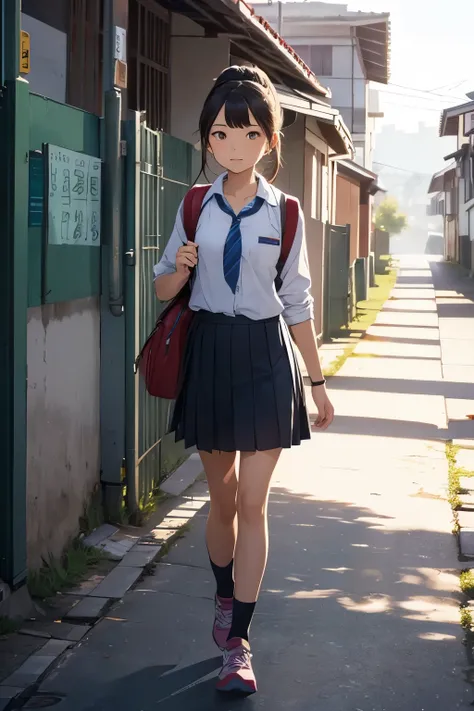 A Beautiful Girl, walk to school