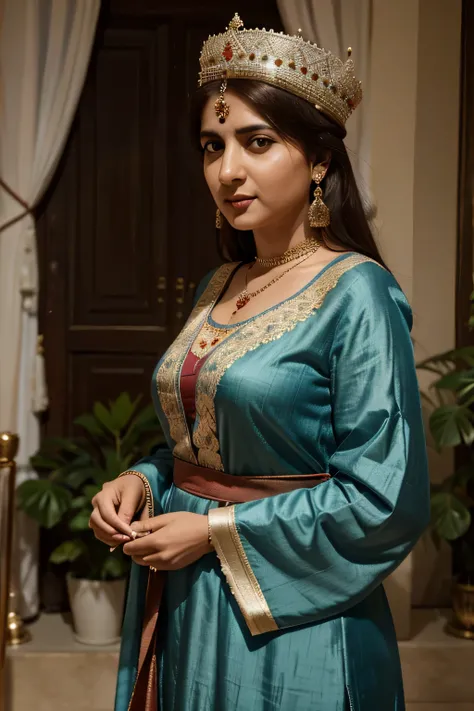 Bibi Maimuna, wife of Emperor Jahangir, was known for her strategic mind and political influence, often acting as an advisor and even holding diplomatic meetings with foreign ambassadors,8k,hyper realistic