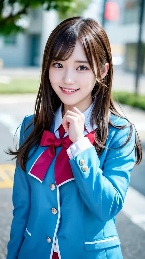 one teenage cute girl in AKB48 uniform, AKB48 Team TP, AKB48 uniform, (masterpiece, best quality:1.2), ultra high res, (photorealistic:1.4), detailed skin, cinematic lighting, friendly, intelligent, conversation engaging, happy, kind, energetic, cheerful, ...