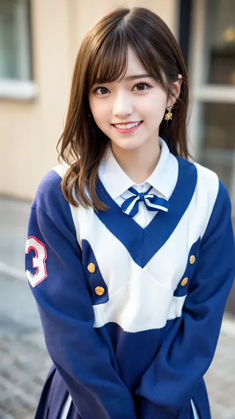 one teenage cute girl in AKB48 uniform, AKB48 Team TP, AKB48 uniform, (masterpiece, best quality:1.2), ultra high res, (photorealistic:1.4), detailed skin, cinematic lighting, friendly, intelligent, conversation engaging, happy, kind, energetic, cheerful, ...