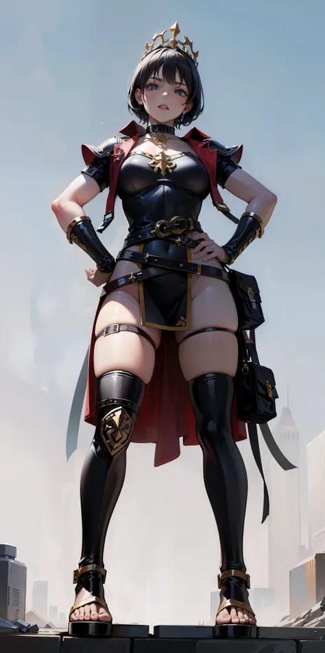 full body, whole body. 1solo (girl). slave fighter, loincloth standing, hands on hips full body, whole body. 1solo (girl). slave fighter, loincloth standing, hands on hips, metal sandals, backpack, choker, big belt, view from below, feet together, bracers,...