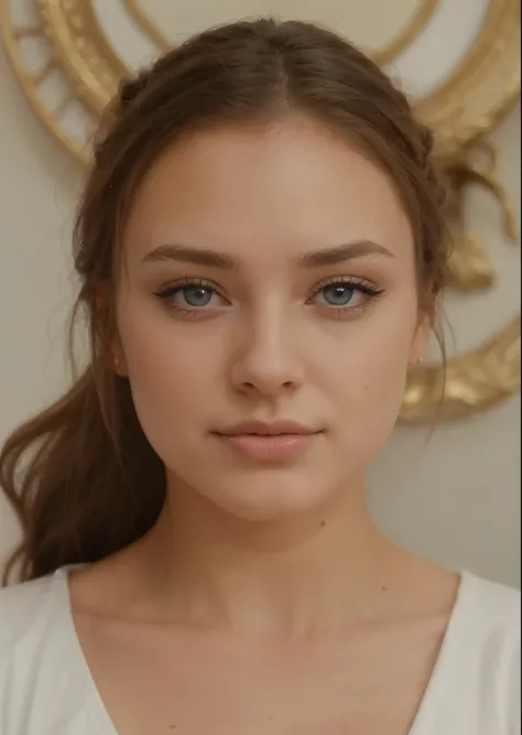 Arafed woman completely , fille sexy aux yeux bleus, ultra realist, Meticulously detailed, Portrait Sophie Mudd, cheveux blonds et grands yeux, selfie of a young woman, Yeux de chambre, Violet Myers, sans maquillage, maquillage naturel, looking straight at...