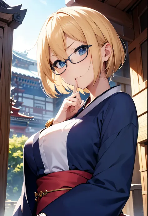 High resolution, 2D anime style,blue eyes beautiful eyes,high and beautiful nose,thin face,blonde short hair,cool woman,beautiful clock,Chest is slightly larger,she looks very serious,biting one&#39;s lips, she was very angry, she narrows her eyes,she wear...