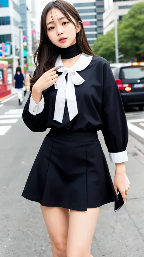 1 girl、Akihabara、maid服、maid、thin thighs、 (best quality: 1.1)、(highly detailed skin), (best quality:1.0), (ultra high resolution:1.0) ,(realistic photo:1.0), (Super detailed:1.0), (8K, Raw photo:1.1),