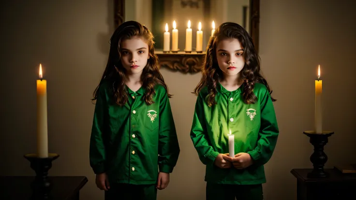 KIDS vampire green clothes. and candles.