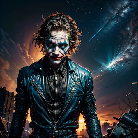 galaxy nebulae stars nebula starry_sky borealis sunset spacious sunrise panoramic sunshine, "the joker" a photograph of a joker ...