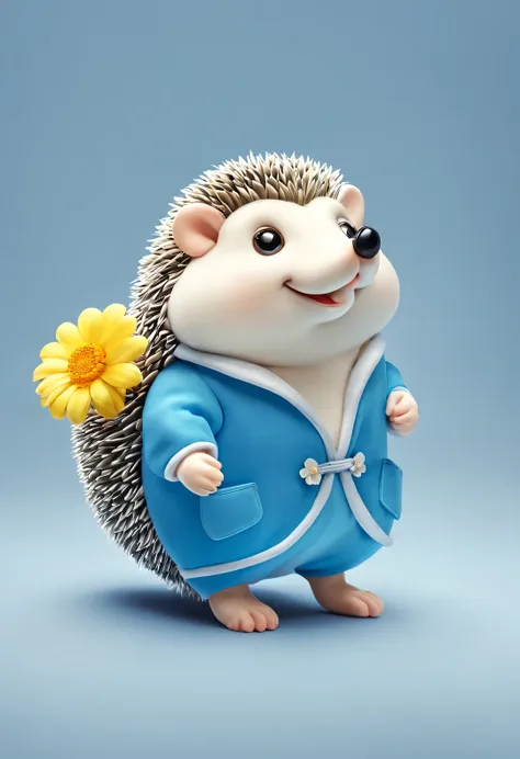 3d style doll design, (a very fat, fashionable, and cute little hedgehog), (wearing pink and blue chinese cheongsam), winter sca...