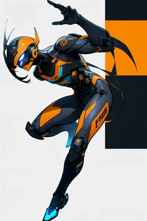 full body male cybernatic with funny pose