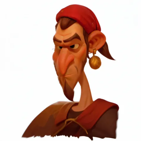 image of a man with a red bandana hat and a beard, stylized portrait, monkey island , sea of thieves , pirate,