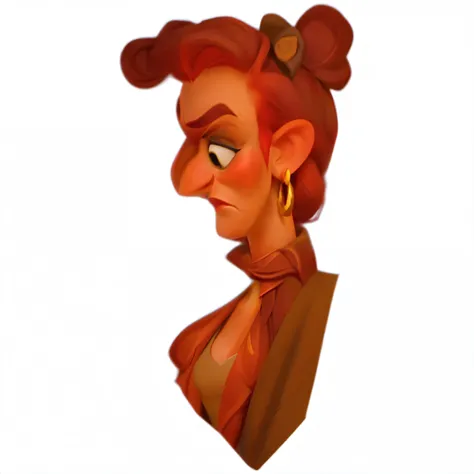  image of a woman with a earing and red hair, pirate , monkey island, sea of thieves , stylized portrait