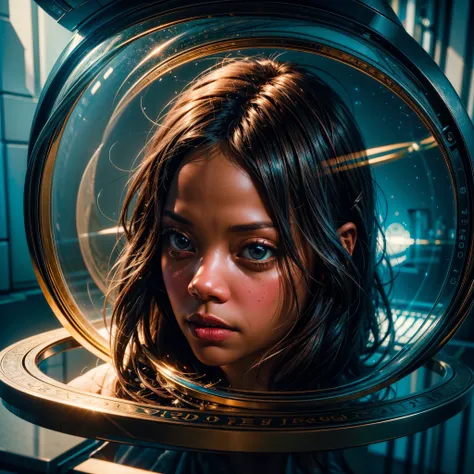 ((Zoe Saldana guckt neugierig)), ((she has round breasts)), ((Startrek)), (ds9st uniform), ((Uniform-Hose)), ((white tank top)), (sie steht in ihrer Kabine auf der Enterprise), "Suit Startrek Outfits" , (kleiner Kopf), ((detailliertes Gesicht)), Weiches fi...