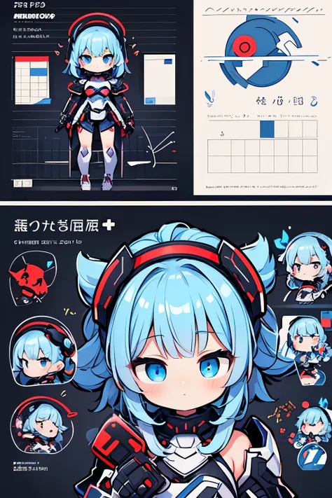 (​masterpiece、Detailed picture、Top image quality、Perfect drawing、perfect hand)、An android girl who fights against enemy fleets to protect the city、chibi,Cute、crystal body、super alloy armor、eyes glowing red、jet spray from feet、Psycho gun in left hand、Lights...