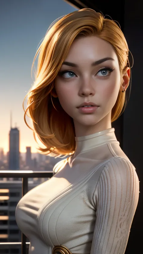 photo of Adrianne Palicki, RAW, beautiful woman, ((portrait)), ((detailed face:1.2)), ((detailed facial feature, detailed skin, clear skin), (perfect proportioned body), (wearing a bodycon dress) (high detailed city environment, apartment balcony), (realis...