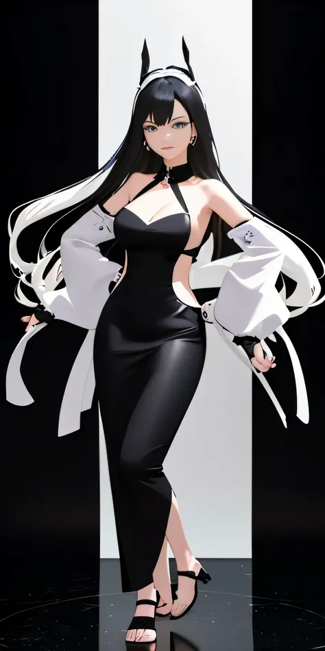 anime - style image of a woman in a black and white outfit, Photorealistic anime girl rendering, detailed digital anime art, Cute 3d anime girl rendering, Smooth anime CG art, very detailed anime, 8K high quality detailed art, Anime style 3D, Created at An...