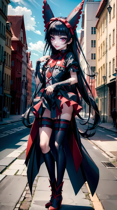 rory mercury, rory mercury, black hair, blunt bangs, hime cut, hair ornament, black lipstick, very long hair, pretty face, makeu...