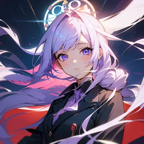 anime illustration、girl、Hair color is white and light purple、Clothes are casino style、Make your whole body visible、upward glance、I&#39;m a little confused、Long hairstyle with lots of volume、The place is a casino、