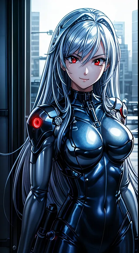 top-quality、​masterpiece、超A high resolution、(Photorealsitic:1.4)、女の子1人、Light blue hair、Straight hair, shiny and clean hair、White shiny skin、Sexy Cyberpunk Girl、((super realistic details))、Shadow、octan render、ultrasharp、hyperdetailed face、Fiberglass、Luminou...