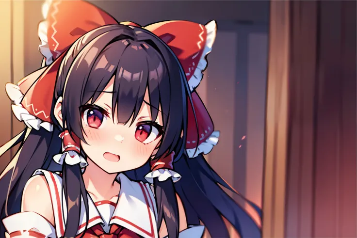 Reimu Hakurei、beautiful face、embarrassed expression