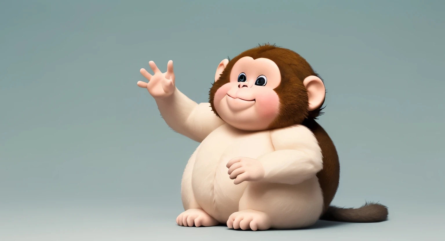 A full body view of a Beautiful, cute, lovely, chubby, fluffy, colored, doll like, monkey playing 