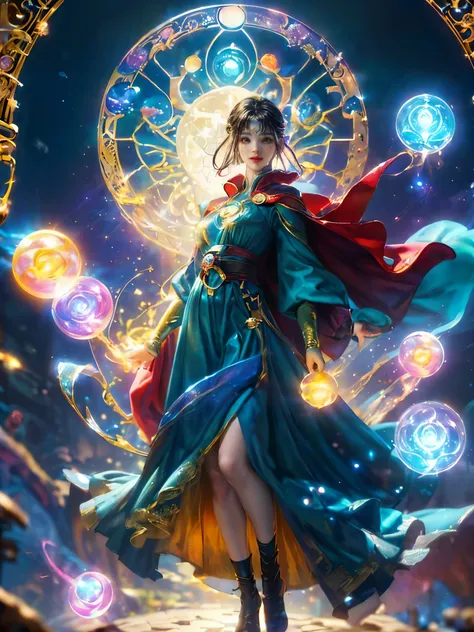 sparkling, marvel universe doctor strange world, ((1 beautiful girl wearing doctor strange clothes: 1.2, sweet smile: 1.2)), the...