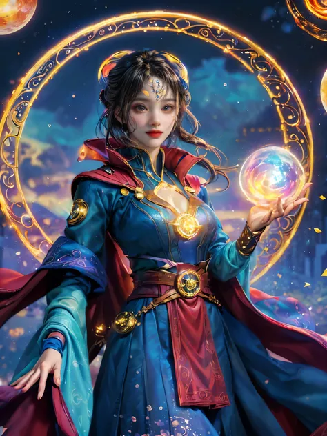 sparkling, marvel universe doctor strange world, ((1 beautiful girl wearing doctor strange clothes: 1.2, sweet smile: 1.2)), the...