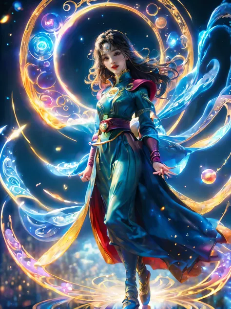 sparkling, marvel universe doctor strange world, ((1 beautiful girl wearing doctor strange clothes: 1.2, sweet smile: 1.2)), the...