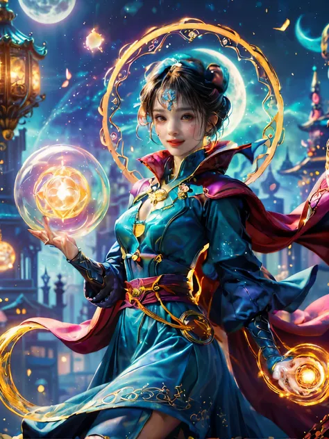 sparkling, marvel universe doctor strange world, ((1 beautiful girl wearing doctor strange clothes: 1.2, sweet smile: 1.2)), the...