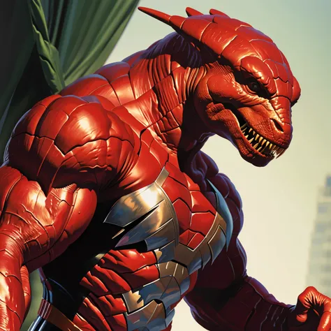 man-dinosaur hybrid superhero muscle art by alex ross