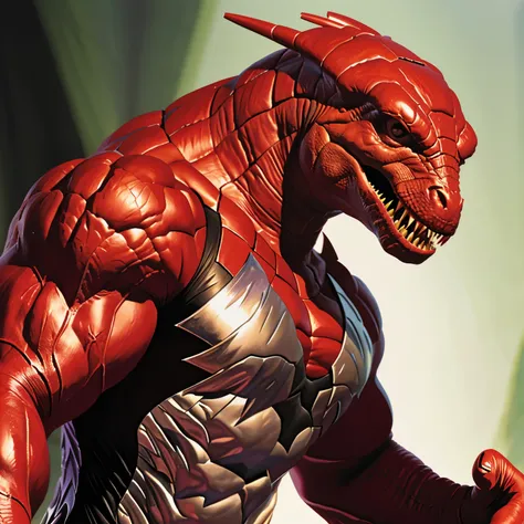 man-dinosaur hybrid superhero muscle art by alex ross