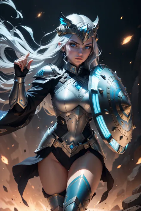 Space Warrior with Shield:

This illustration showcases a brave and powerful space warrior, clad in advanced armor, wielding a shield that gleams with an otherworldly radiance. The warriors determined expression radiates courage and strength. The shield, i...