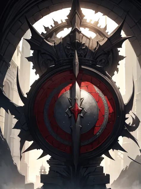 dark fantasy art, large shield design