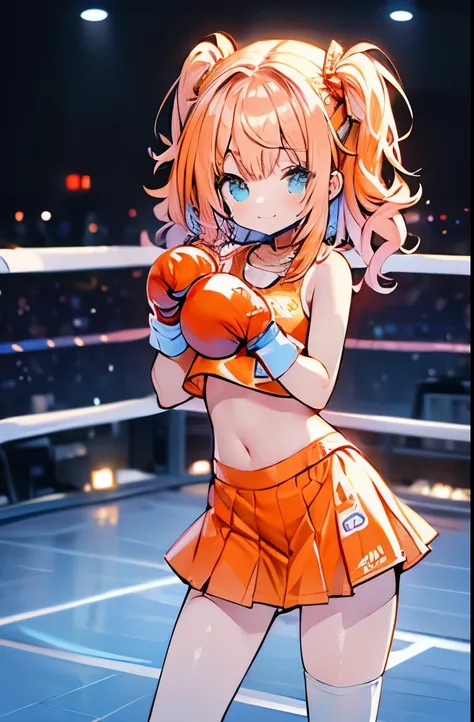 boxing、teenage girl、belly button、stomach、skirt、cute、orange hair