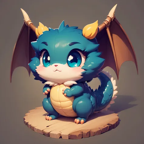 Sticker, dragon, little kawaii dragon, big eyes, green-blue eyes, simple sticker, pastel color, simple backround