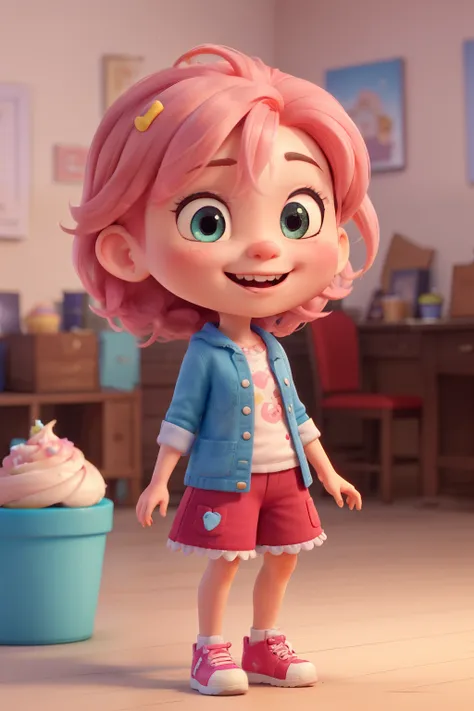 (best quality, 4k, high resolution, masterpiece: 1.2), ultra-detailed, a girl character with a cupcake body
fun expression, cheerful eyes and smile
colorful clothes made of cotton candy, looking at the camera as if posing