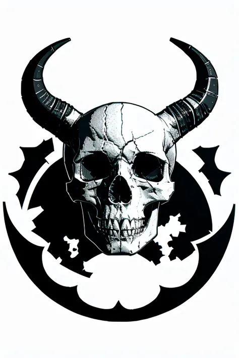 skull with horns, circule ao redor, transparente, Preto, branco, 2D, logotipo