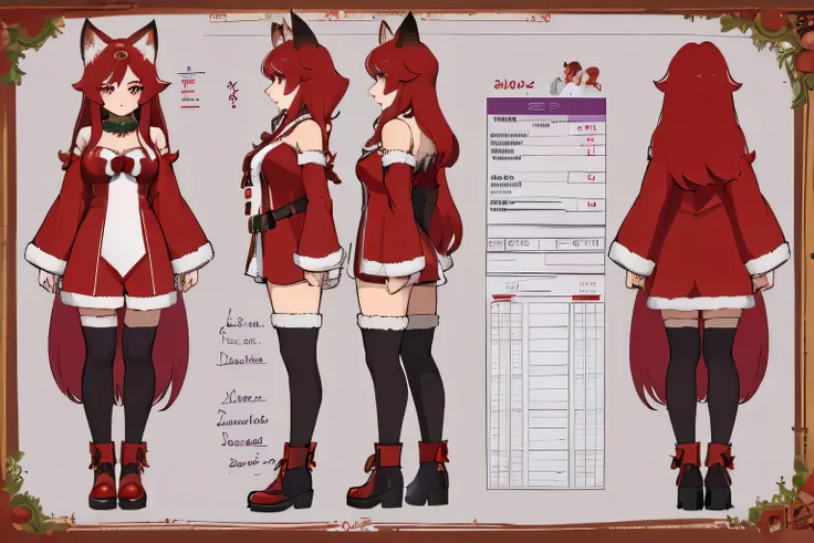 ((girl with red fox ears)), ((long red hair)), ((purple eyes)), ((big )), ((full body)), ((santa claus clothing)), ((character s...