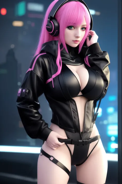 Alaf in black and pink costume posing for photo,(huge tit), an oppai cyberpunk, female cyberpunk anime girl, cyberpunk 2 0 y. o Model girl, Cyberpunk Anime Girl, dreamy cyberpunk girl, in the cyberpunk city, Cyberpunk Girl, bright cyberpunk glow, cyberpunk...