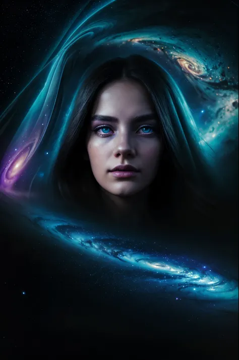 (best quality,4k,8k,highres,masterpiece:1.2),ultra-detailed,(realistic,photorealistic,photo-realistic:1.37),a girl exploring black holes in space,wearing space suit,beautiful detailed eyes and face,longeyelashes,shiny space suit,wind blowing hair,explorati...