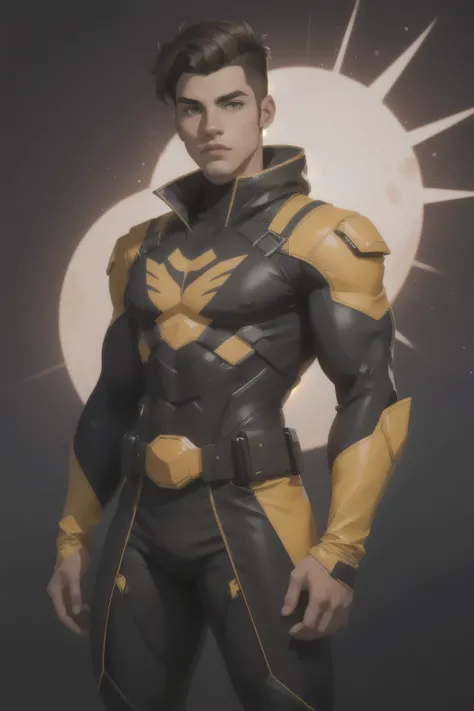 Male character in his 20s wearing a digital costume