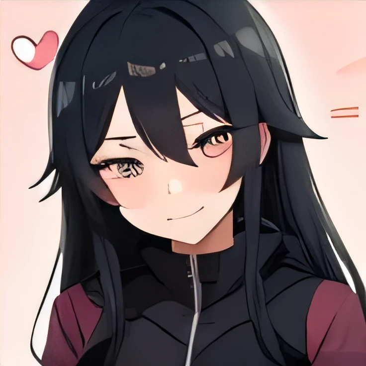 
Make the face of a female anime character with long black hair by winking one of her eyes