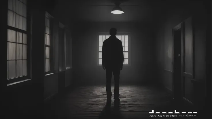 a man standing in a dark room with a window and a light, standing in a dimly lit room, shadowy and eerie character, dark eerie photo, shadow filled room with gloomy, eerie person silhouette, dark eerie pic, dark scene with dim light, eerie person, creepy a...