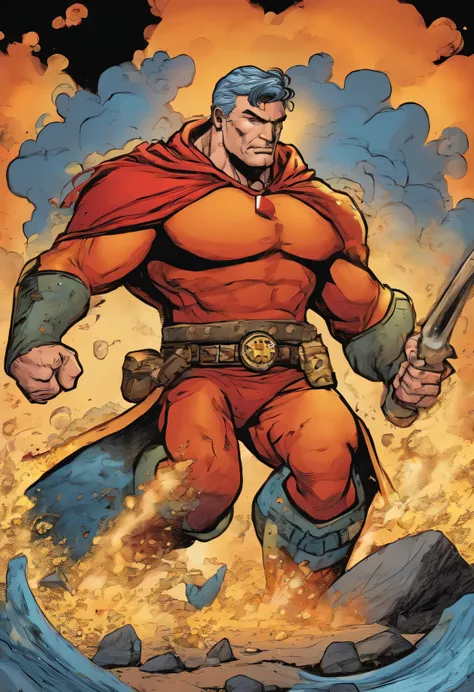 Captain Volcanic hero man middle age