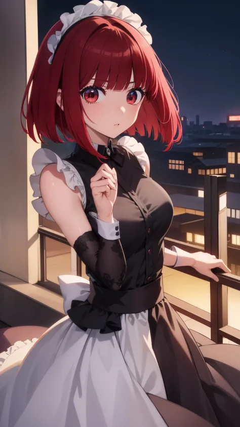 Arima maybe, Arima maybe, bob cut, (red eyes:1.5), redhead, short hair, , Maid clothes,ruffle skirt，Gothic Lolita，hair in the wind，、，
break looking at viewer,
break indoors, mansion,
break (masterpiece:1.2), highest quality, High resolution, unity 8k wallp...