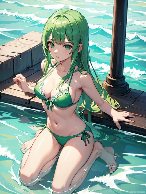 GTA5, light sea green bikini, brief, yuri, barefoot