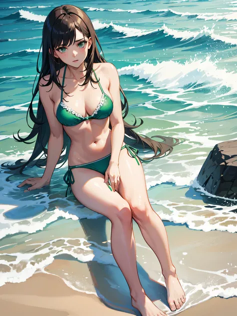 GTA5, light sea green bikini, brief, yuri, barefoot