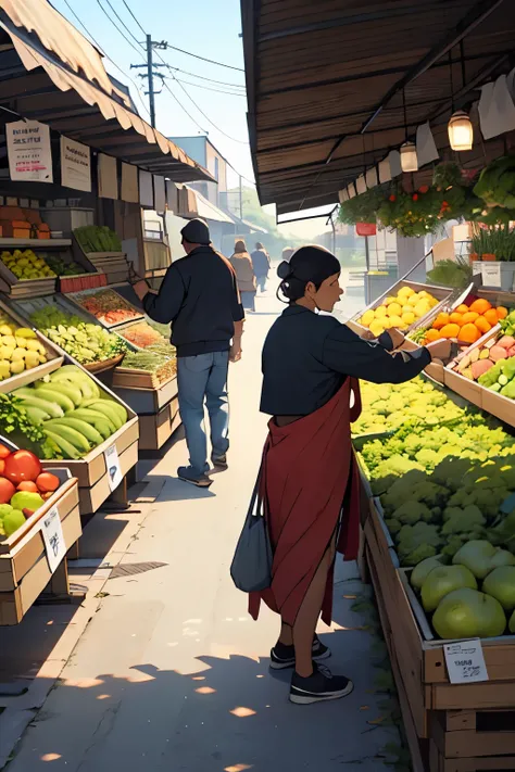 Indians buying vegetables in a roadside vegetable martket